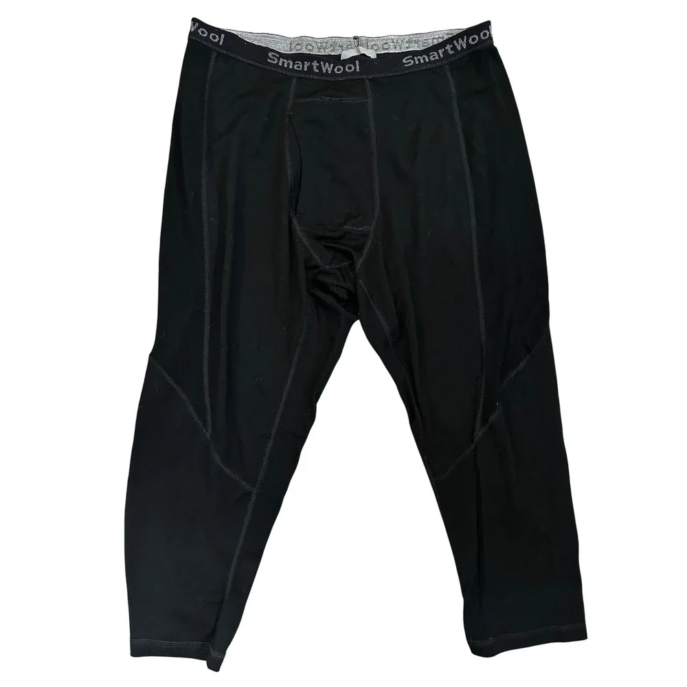 Smartwool Mens XXL Black 100% Merino Wool 3/4 Base Layer Pants 23